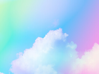 beauty sweet pastel green blue colorful with fluffy clouds on sky. multi color rainbow image. abstract fantasy growing light