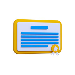3d illustration certificate icon