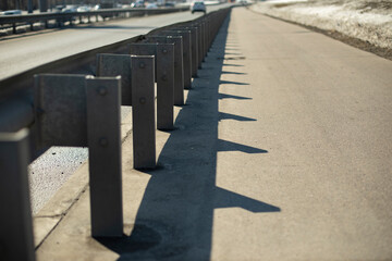Fototapeta premium Road bumper on highway. Protection on highway. Side of road.