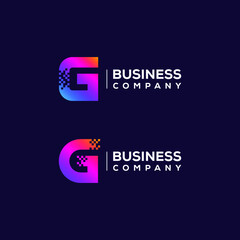 Abstract Letter G Logo design with Pixels Square Shape for Technology and Digital Business Company