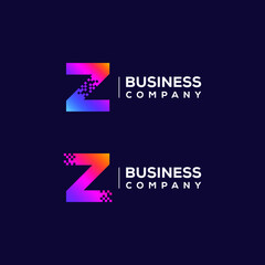 Abstract Letter Z Logo design with Pixels Square Shape for Technology and Digital Business Company