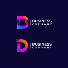 Abstract Letter D Logo design with Pixels Square Shape for Technology and Digital Business Company
