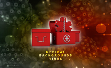 3d illustration medicine pharmacy sign snake with first aid box
