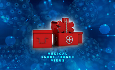 3d illustration medicine pharmacy sign snake with first aid box
