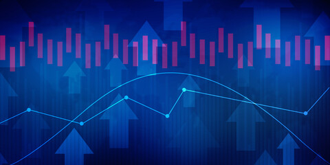 2d rendering Stock market online business concept. business Graph 
