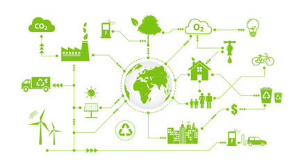 Infographic for eco freindly and sustainable development concept, vector illustration