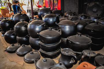 traditional clay pots crafts -  black Ceramics on tolima colombia