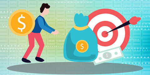 2d illustration business target concept