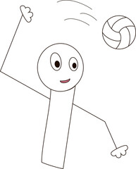 
Man goes in for sports, plays with a volleyball