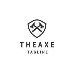 The axe and shield logo icon design template flat vector