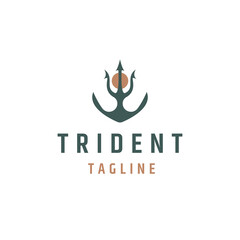 Trident and anchor logo icon design template flat vector