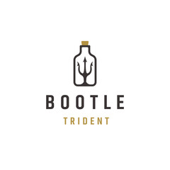 Bottle trident line logo icon design template flat vector