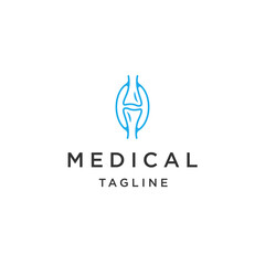 Medical knee joint line logo icon design template flat vector