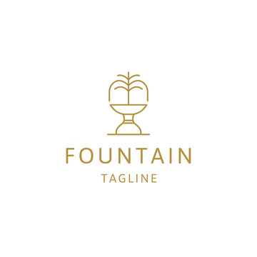 Luxury fountain line logo icon design template flat vector