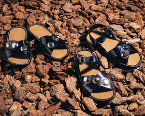 sandals on wood background