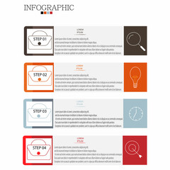 Fototapeta na wymiar Vector infographic label design with square and arrow. Business concept with 4 options or steps. Can be used for workflow diagrams, info graphics, web designs.