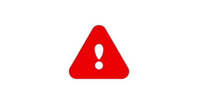 red warning sign Icon, Warning sign Icon modern animation on white background