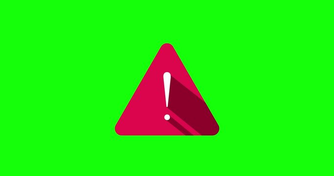 Warning sign Icon modern animation on green screen background