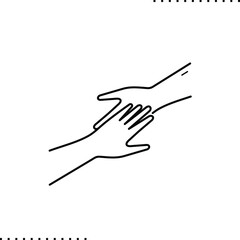 hands  touching vector isolated on white