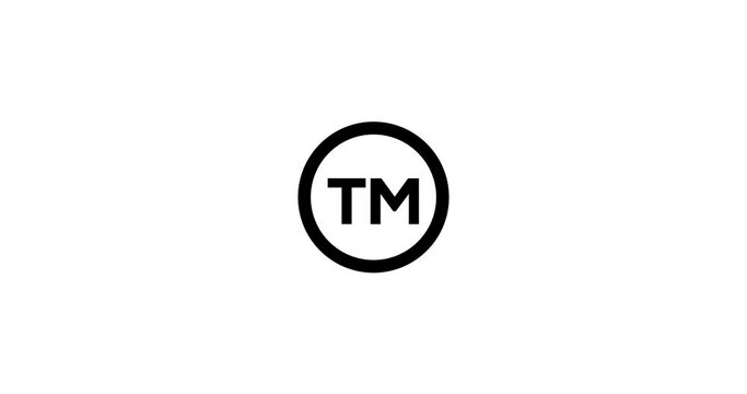 TM stands for trademark, trademark modern animation on white background