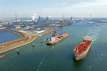 Aerial from heavy industry at IJmuiden in the Netherlands