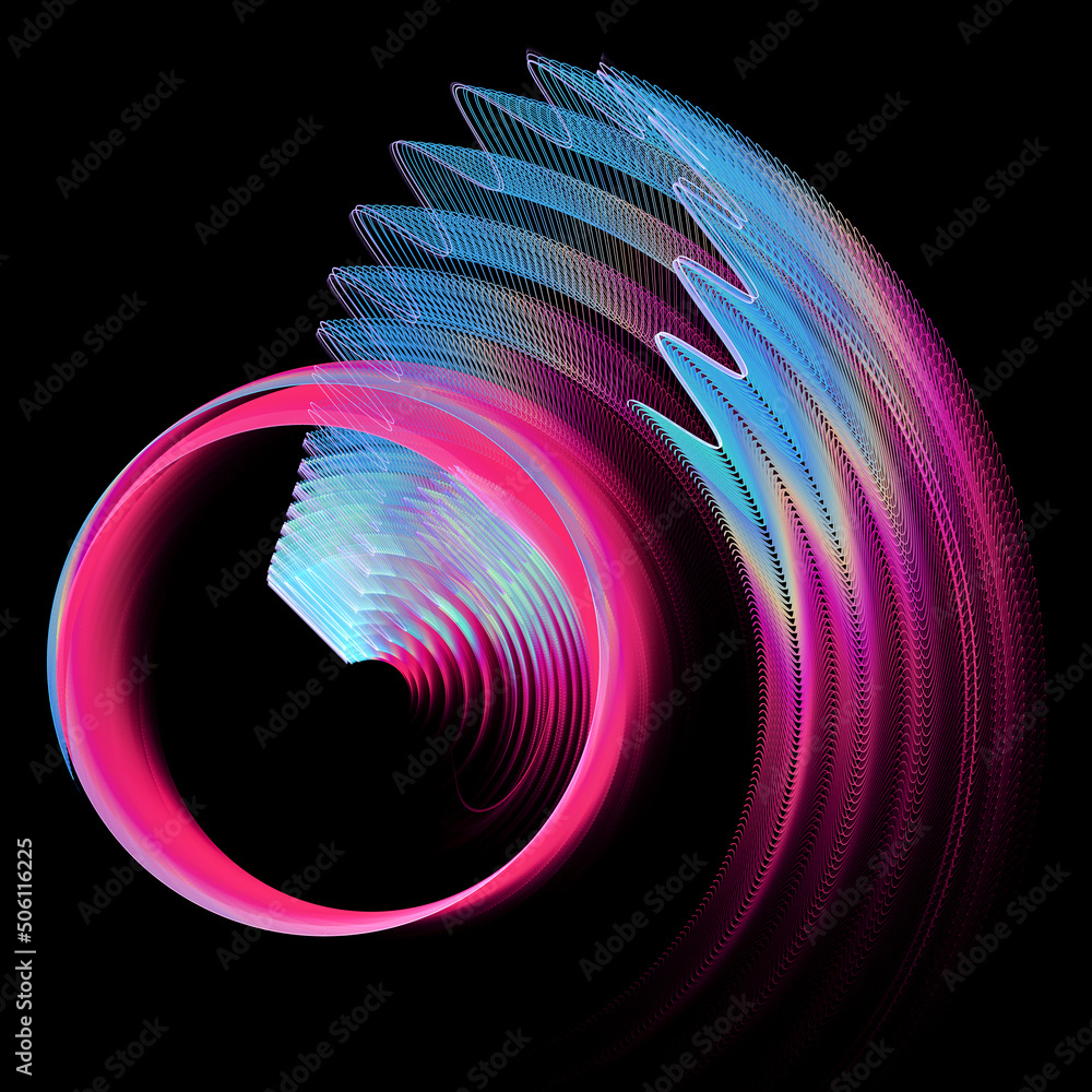 Poster colorful striped, zigzag and circular elements are beautifully arranged on a black background. abstr