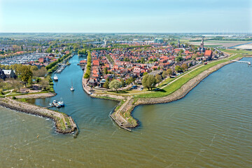 Aerial from the city Medemblik in the Netherlands