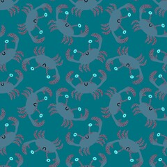 Summer sea seamless crabs pattern for fabrics and textiles and packaging and gifts and cards and linens 