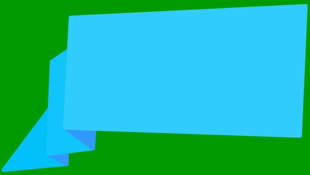 Animated blue symbol of ribbon. Looped video of banner with copy space. Vector illustration isolated on green background.