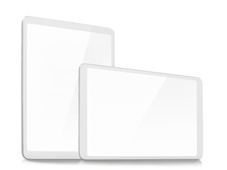 White tablet computers, isolated on white background