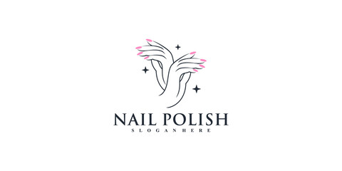 Creative nail polish icon logo with modern concept  Premium Vector