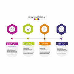 Timeline infographic template design with arrows and circles. Business concept with 4 options, steps, sections.