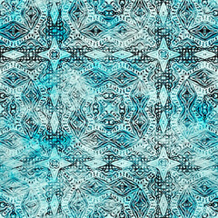 Aegean Teal green grunge wash linen print pattern. Modern rustic nantucket distressed fabric textile effect background in nautical maritime style. Tie dye worn home decor fashion geometric design