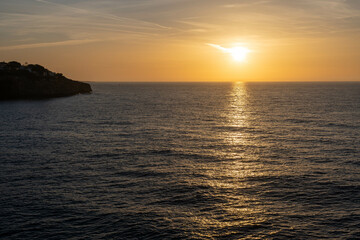 sunset or sunrise over the mediterranean sea