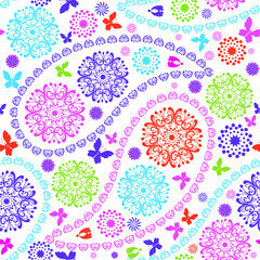 Seamless pattern with multicolored paisleys on a transparent background. Vector eps 10