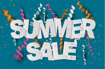 Summer sale banner design concept. High quality vector illustration.