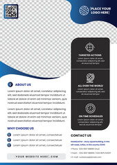 Blue Graphic, the modern design template for poster flyer brochure cover. Graphic design layout with round side of graphic elements and space for photo background