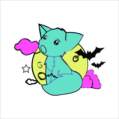 Creepy Kawaii vector  illustration