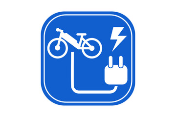 Charging station for electric bicycles sign, symbol or icon