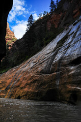 A narrow and deep stretch of the Narrows of the Virgin River, Zion National Park, Utah, Southwest USA
