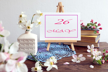 Calendar for May 26 : an easel with an inscription - the name of the month of May in English, the...