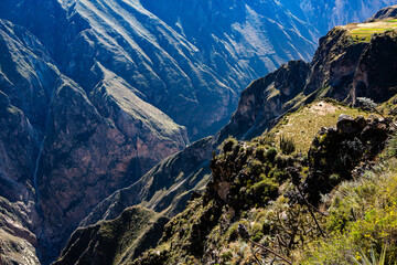View of Colca Canyon in Peru. It is one of the deepest canyons in the world. Beautiful nature in...