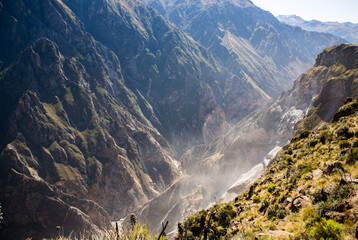 View of Colca Canyon in Peru. It is one of the deepest canyons in the world. Beautiful nature in...