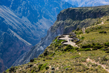Fototapeta na wymiar View of Colca Canyon in Peru. It is one of the deepest canyons in the world. Beautiful nature in latin America.