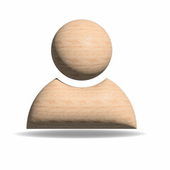 3D Wood User sign illustration on white background