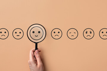 Variety of emotions in life. Joy, calmness, sadness, anger. Choosing a positive