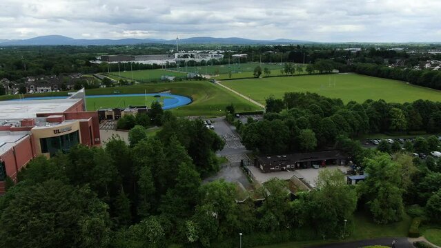University of Limerick in summer, view of university town against green trees and plants, Limerick, Ireland May,21,2022
