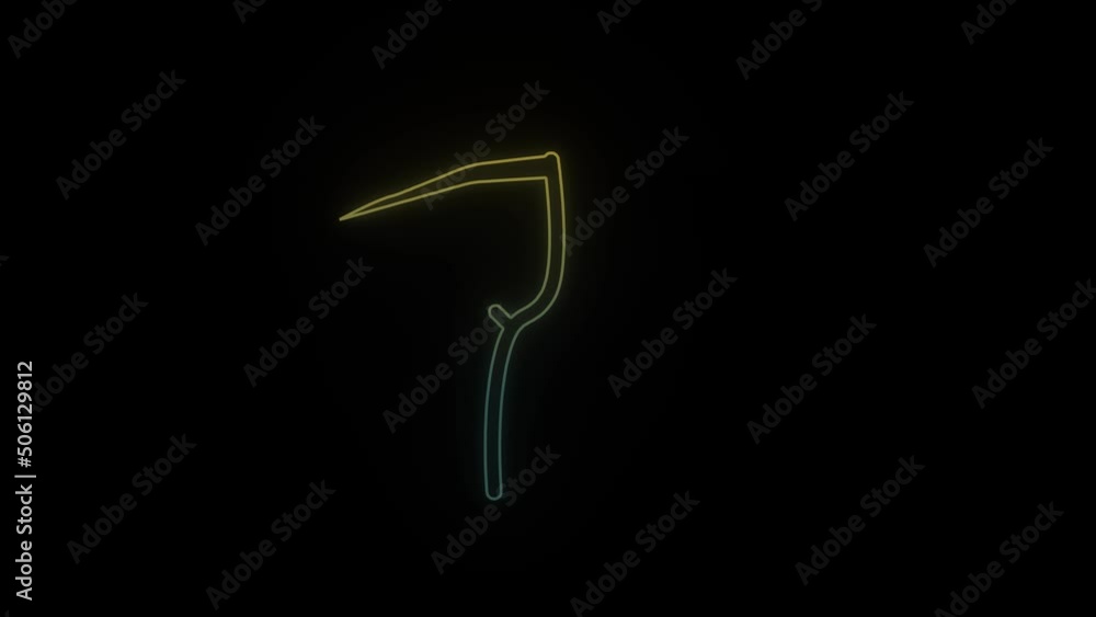 Poster glowing neon spit icon on black background. care with the adjacent territory. 4k video animation for