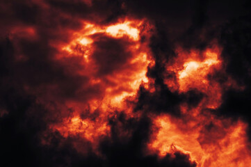 The red sky background looked like smoke and fire. bomb Violent. for wallpaper, backdrop and design.
