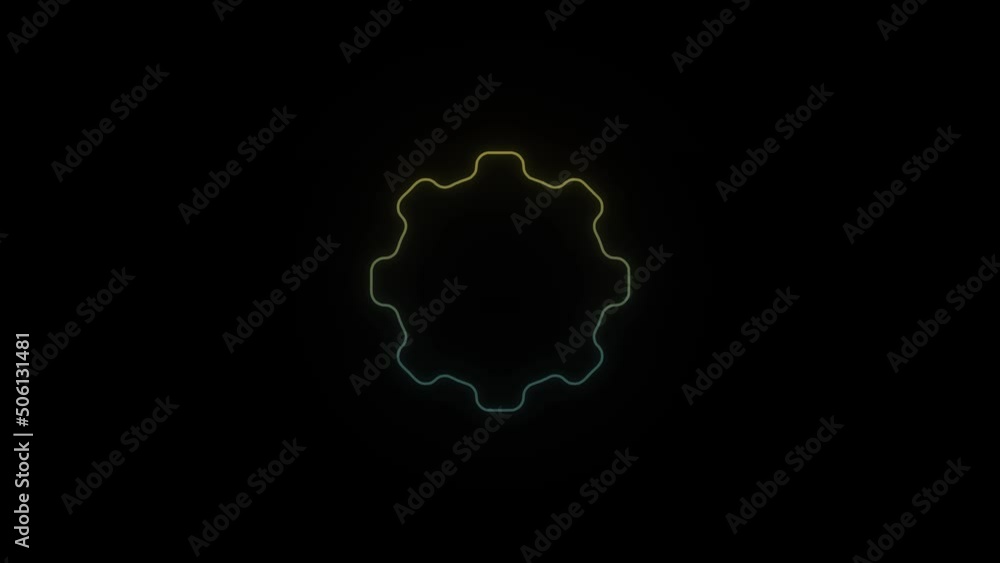Aufkleber glowing neon muzzle icon on black background. part of an automatic weapon. 4k video animation for mo